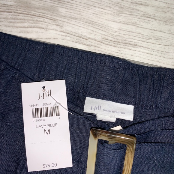 J Jill Blue Linen Stretch Pants Size Medium - Picture 3 of 5